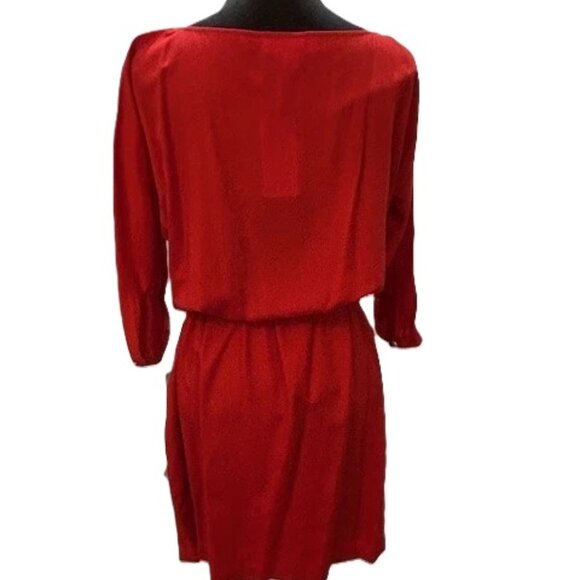 MICHAEL KORS Red Blaze Blouson Waist Dress, 3/4 Sleeve Removable Belt NWT $140 - Picture 7 of 16